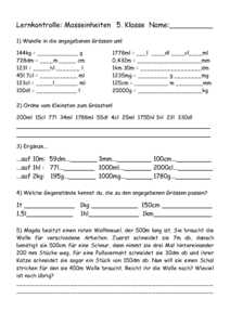 Vorschau mathe/groessen/Lernkontrolle Masseinheiten.pdf
